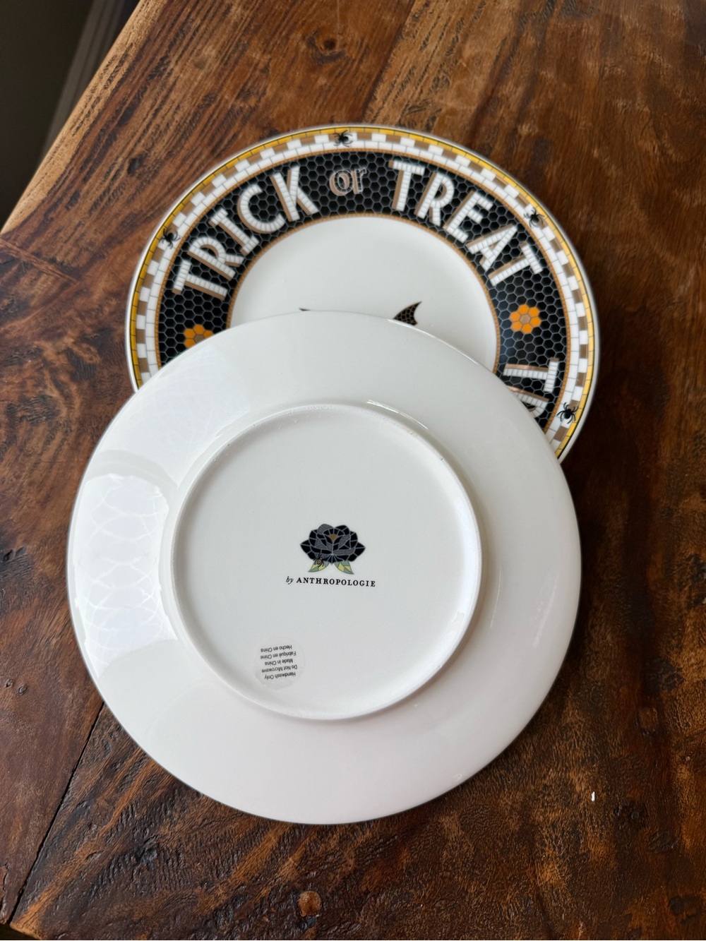 Anthropologie Bistro Tile Stoneware Dessert Plate: Halloween Edition